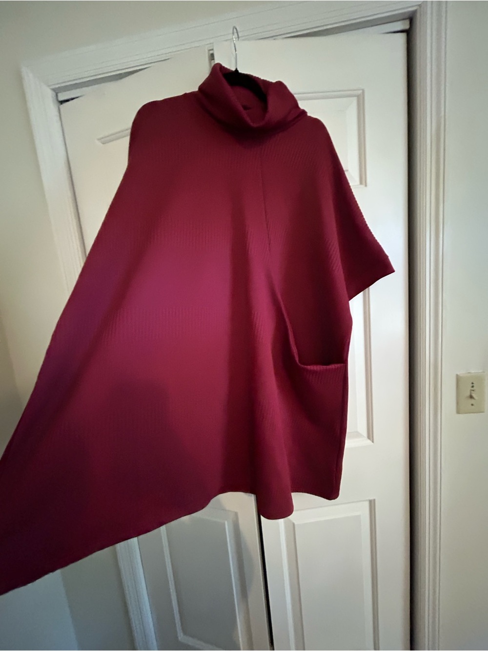 Asymmetrical Turtleneck Dress in Deep Berry